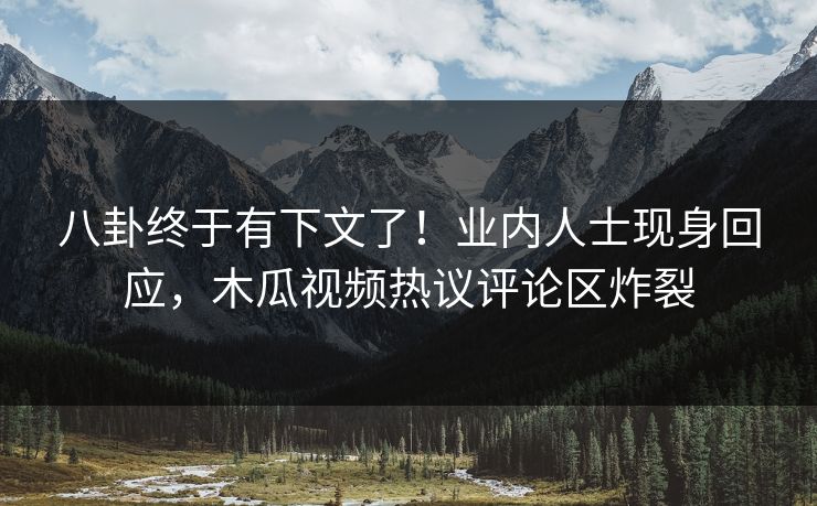 八卦终于有下文了！业内人士现身回应，木瓜视频热议评论区炸裂
