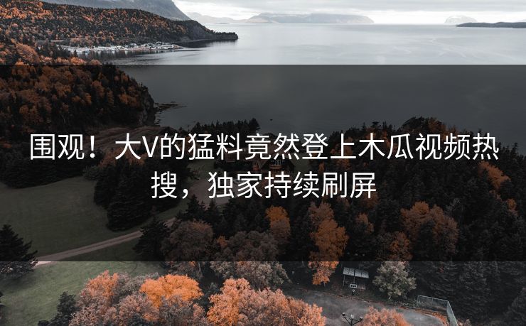 围观！大V的猛料竟然登上木瓜视频热搜，独家持续刷屏