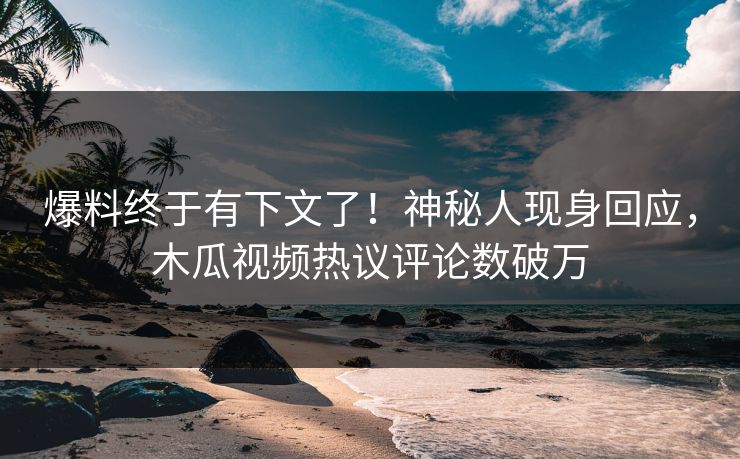 爆料终于有下文了！神秘人现身回应，木瓜视频热议评论数破万