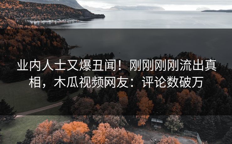 业内人士又爆丑闻！刚刚刚刚流出真相，木瓜视频网友：评论数破万